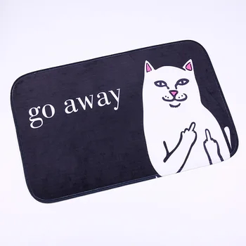 

Cartoon Animal Cat Go Away Printing Doormat Flannel Home Decoration Non-slip Floor Mat Cat Door Mat Tapis de bain felpudo