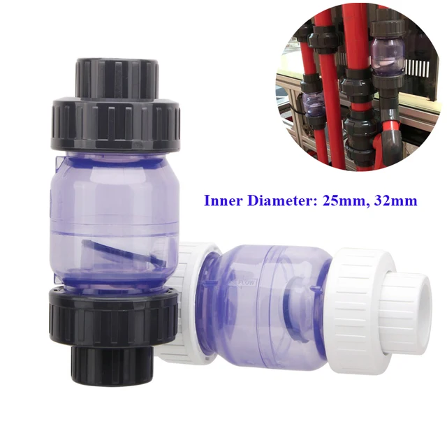 I.D.25 Mm 32 Átlátszó Ellenőrző Szelep Upvc Oneirányú Nem Visszatérő Szelepcsövek Illesztő Vízcsatlakozó A Kert Öntöző Akváriumhoz