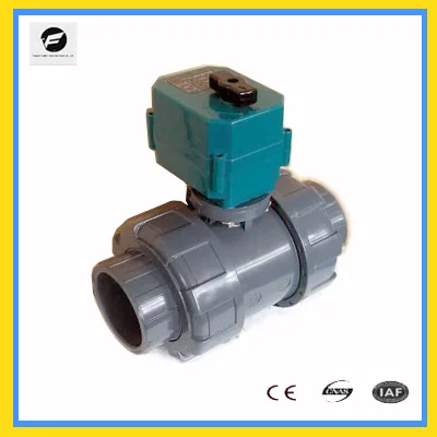 CTF-001 с металлическим ручным управлением DN25 UPVC PTFE клей BSP DC24V CR03 2 ходовой Электрический шаровой клапан