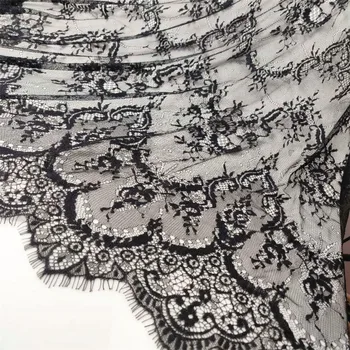 

3M/Piece Black White Exquisite Eyelash Tulle Net Lace Fabric 150CM Width Wedding Dress Sexy Lingerie DIY Clothes Accessories