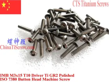 

Titanium screw M3x15 Button Head Torx T10 Driver ISO 7380 Ti GR2 Polished 25 pcs
