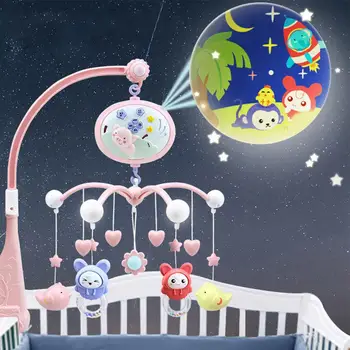 

Musical Baby Crib Mobile Toy With Function Projector And Lights Infant Bedbell Rattle Toy Rotating Bedside Bell Baby Comfort Toy