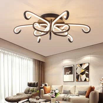 

VEIHAO New Arrival of Modern LED ceiling chandelier for living room bedroom study kitchen black AC85-265V chandelier fixtures