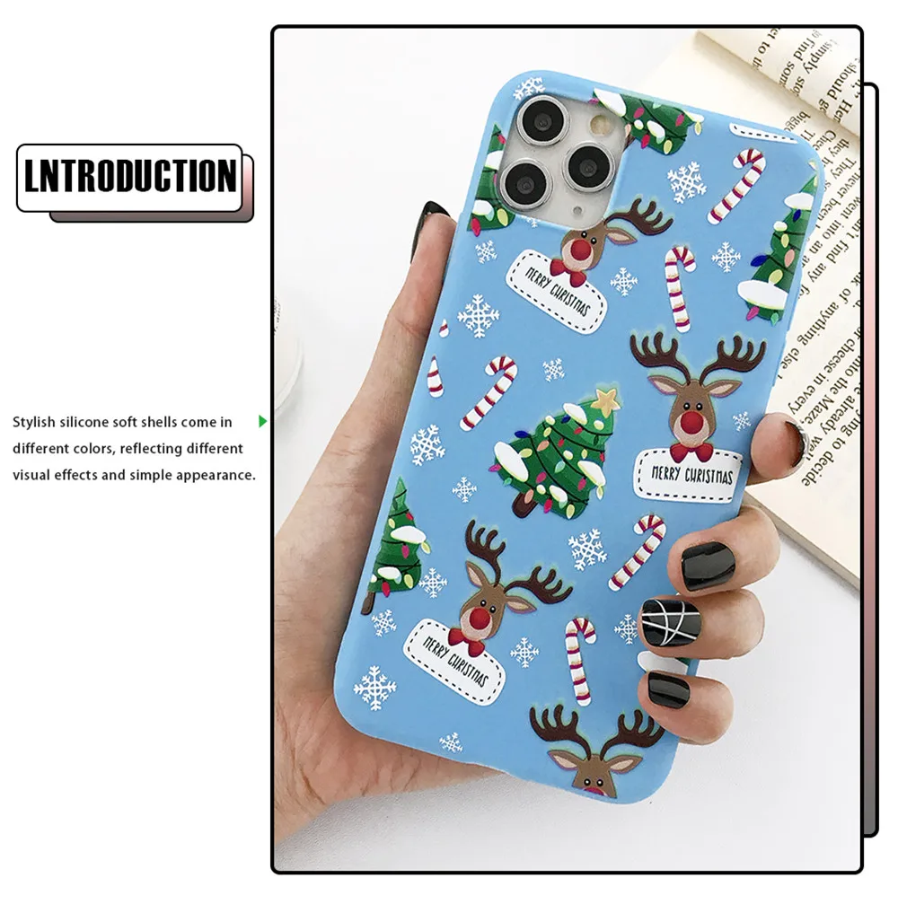 Ottwn Christmas Santa Claus Elk Phone Case For iPhone 13 12 11 Pro Max Mini X XS XR 7 8 6 Plus SE 2020 Soft TPU Silicone Cover apple iphone 13 case