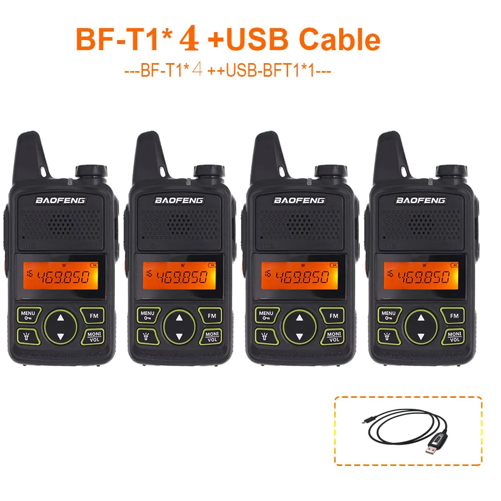 Baofeng-MINI walkie-talkie portátil BF-T1, bft1, Comunicador de Radio Ham HF, transceptor, 4 Uds.