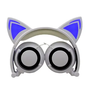 

Foldable Portable Safe Wired Kids Gaming Headsets Glowing Cat Ears Headphones