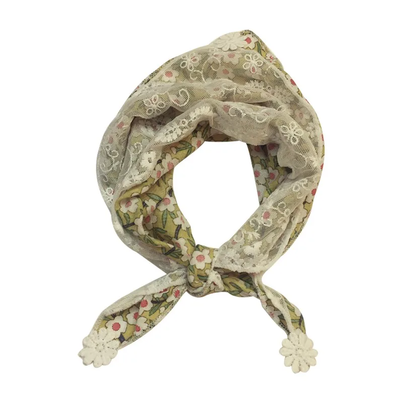 Детский осенне-зимний шейный платок для девочек, красивый элегантный кружевной мягкий шейный платок с цветочным принтом