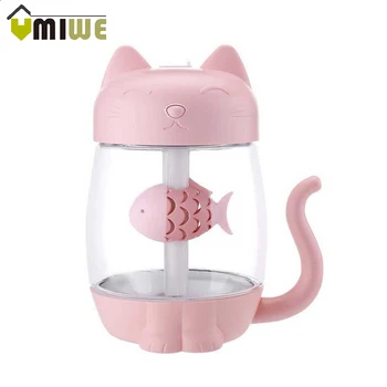 

3 In 1 USB Mini Cat Air Humidifier Essential Oil Diffuser Purifier with LED Night Light Adorable Fan for Home car&Office