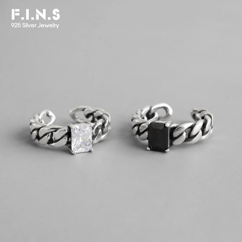 Женское Винтажное кольцо F.I.N.S регулируемое из серебра 925 пробы с прозрачной