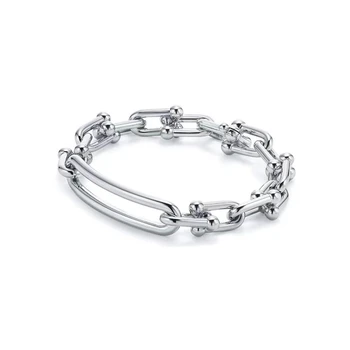 

1: 1 Original Model S925 Sterling Silver Bracelet Fashion Silver Color U-Shape Bracelet Ladies LOGO Jewelry Birthday Gift
