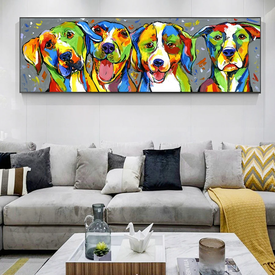 Lovely Watercolor Dogs Canvas Art Wall Paintings Posters And Prints Pop Art Animals Decorative Canvas Prints For Kids Room Wall