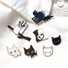 Cartoon Animal Brooches Black White Couple Cat Fish Bone Enamel Pins Clothes Collar Lapel Pin Bag Metal Badges Jewelry For Lover ► Photo 1/6