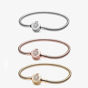

MULIER 2020 high-quality rose always sparkling crown O-shaped snake chain bracelet Diy charm classic fashion gift