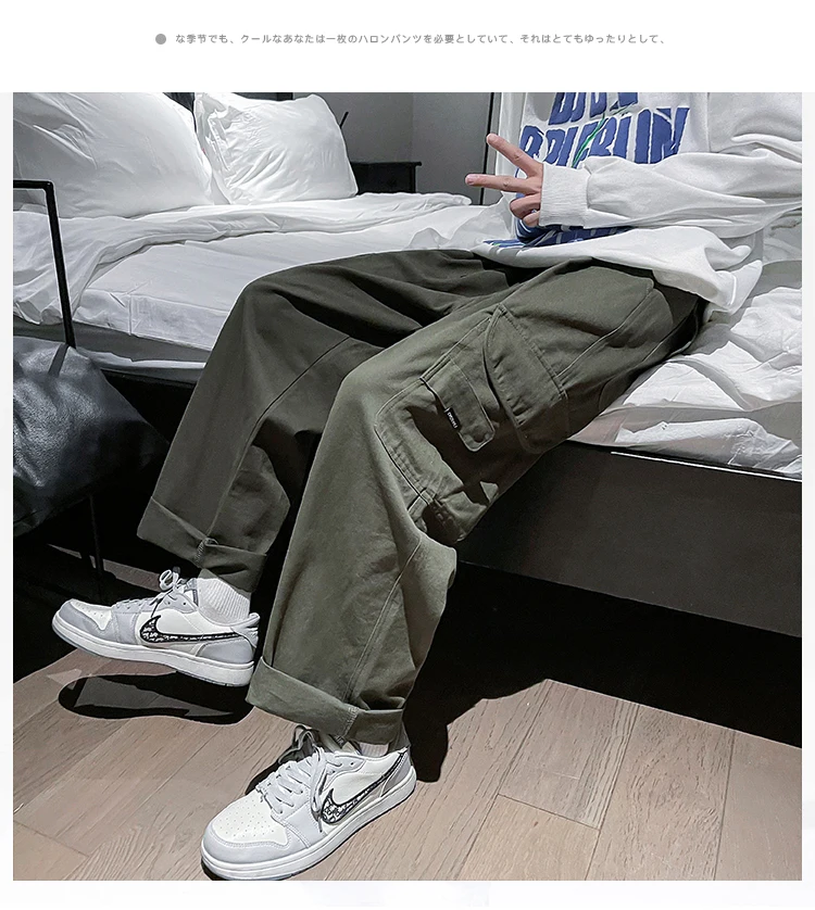 green cargo pants Autumn Mens Side Pockets Cargo Pants Male Fashion Casual Pants Oversize Design Straight Loose Streetwear Outdoor Jogging M-5XL wrangler cargo pants