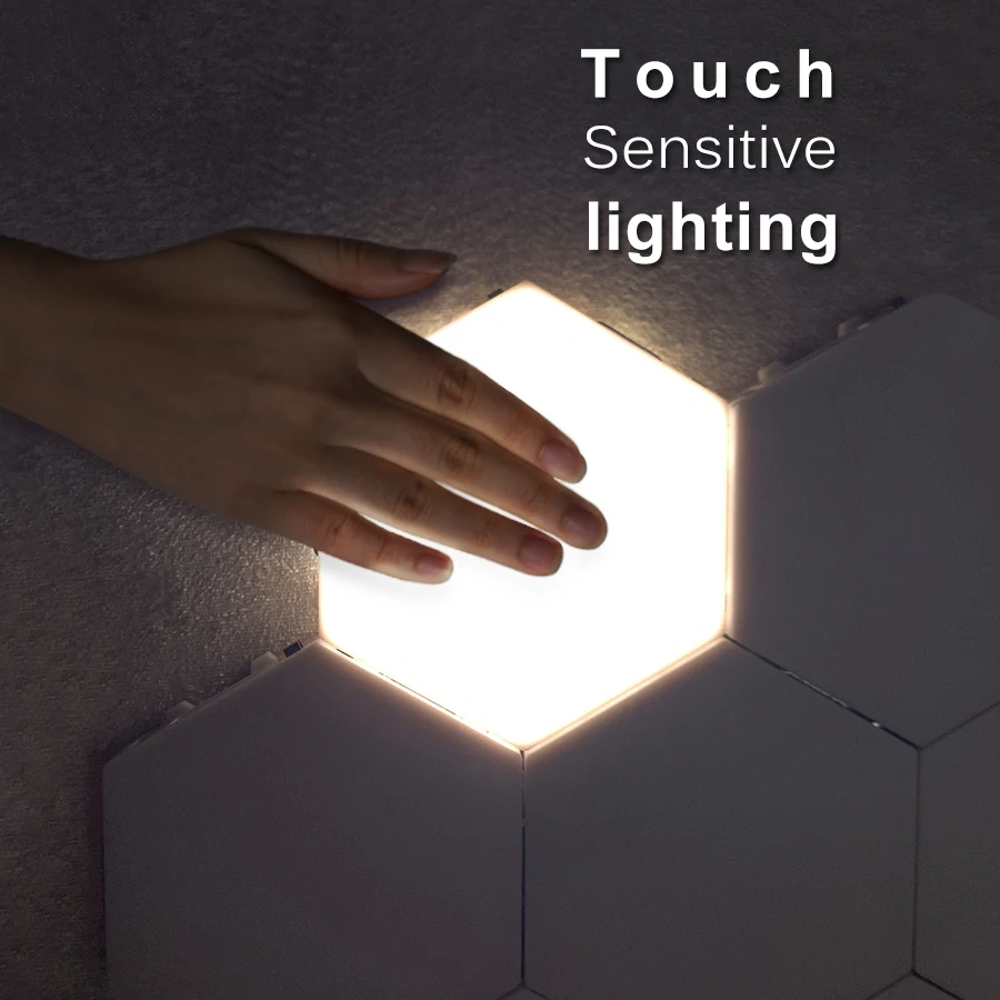 DIY Quantum Lamp LED Hexagonal Lamp Touch Sensitive Modular Night light Magnetic Hexagons Creative Decoration Wall Lamp