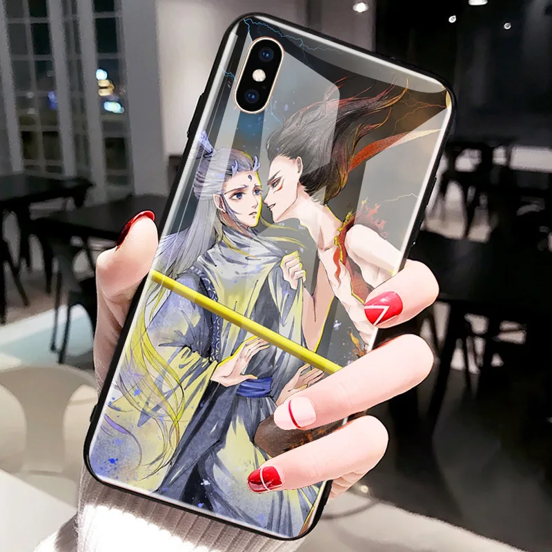Для iPhone XS MAX XR XS i8 i8 Plus i7 i7 Plus Сказочный защитный чехол из закаленного стекла Nezha для iPhone 6 6s Plus