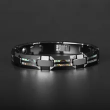 Роскошный магнитный браслет для здоровья мужской Роскошный натуральный корпус никогда не царапается черный вольфрамовый стальной браслет для женщин крест ювелирные изделия