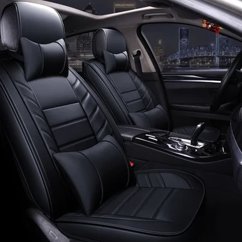 

PREMIUM FULL Black LEATHER Car Seat Covers All-inclusive horizontal stripes design fit 5 seat Car