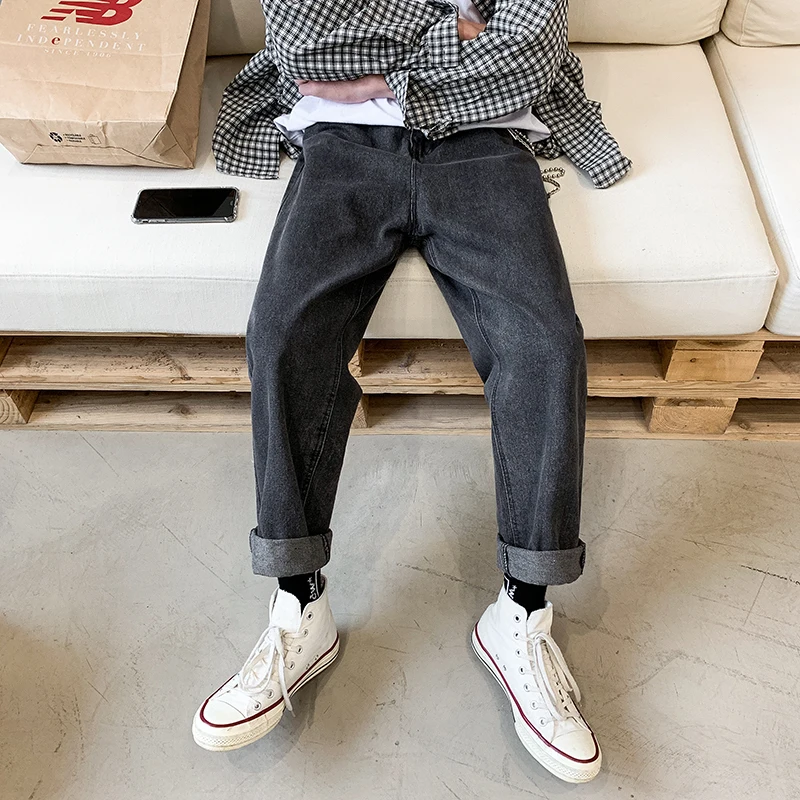 

2019 Men's Brand Baggy Homme Wash Jeans Tide Loose Blue/black Color Trousers Male Leisure Cowboy Tide Casual Pants Size M-3XL
