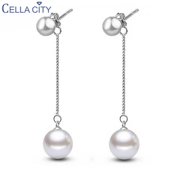 

Cellacity Classic Pearl Earrings for Women Silver 925 Jewelry Female Long Tassels Ear drops Temperament Wedding Accessory Gift