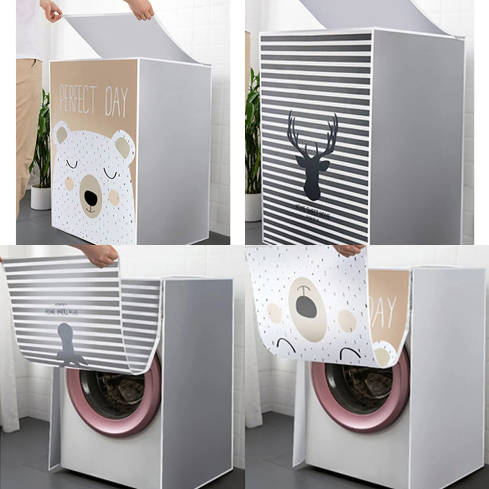 Drum Washing Machine Cover Dust Cover Clean Waterproof Dust Cover Front Loading Washing Machine Cover Household Accessories