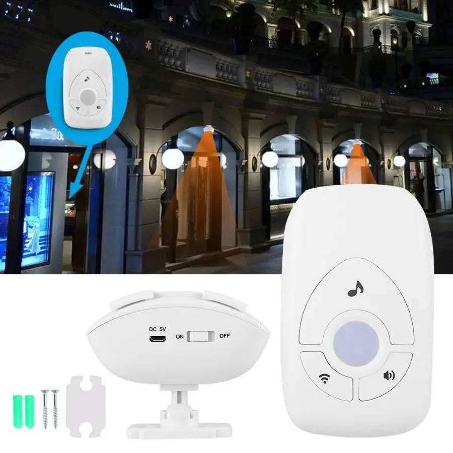 

Infrared Welcome Alarm Motion Sensor Doorbell Smart Visitor Door US 110-240V door bell waterproof no battery