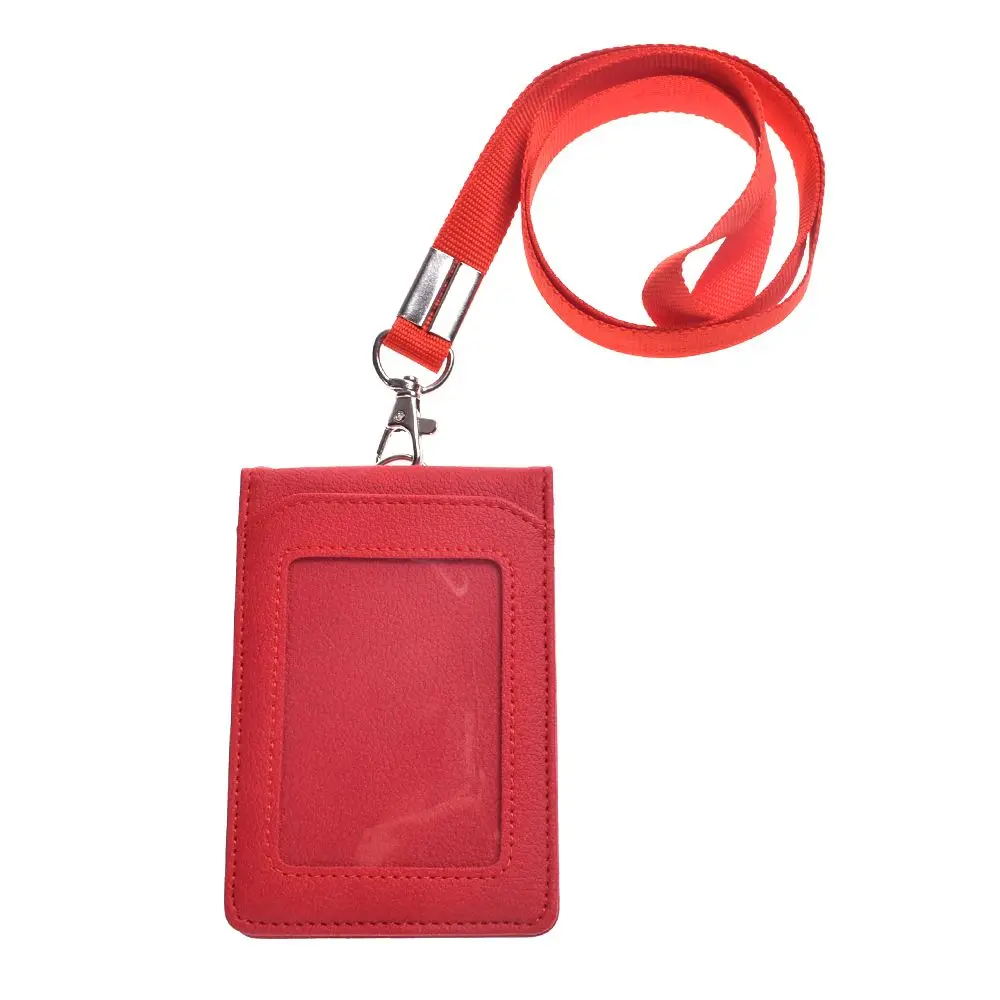 1pcs Leather Wallet Work Office ID Card Credit Card Badge Holder Lanyard Office Company Supplies Work Bus Card Holder