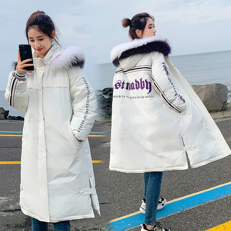 

Network Red Faction Overcome Women's 2019 New Style Korean-style Loose Thick BF down Jacket Cotton-padded Clothes Mid-length Hoo
