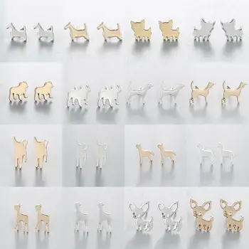 

QIAMNI Cute Animal Dachshund Sausage Yorkshire Bulldog chihuahua Terrier Dog Stud Earrings Pet Lover Birthday Gift Pendientes