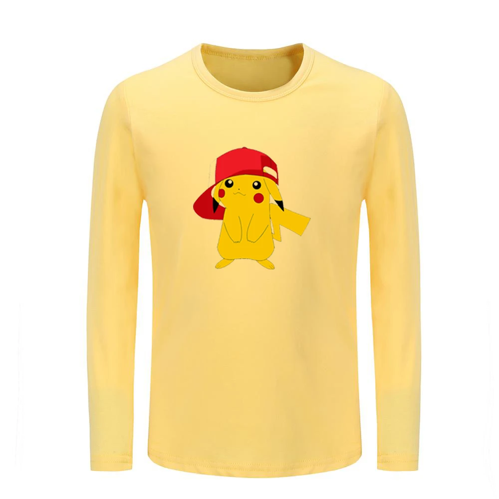 

Wearing Ash Hat Pikachu Pokemon Pattern Kids T-shirts Childs Graphic Tee Shirts Boys Girls Tops Long Sleeve Christmas Gift