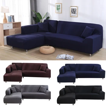 

2 Pieces Solid Color Tight Wrap Sofa Cover Elastic Needs Order Sofa Cover Protector Washable Couch Cover Decorations Multi-Types