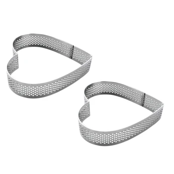 

2Pcs Heart Shaped Cake Making Molds Diy Mousse Cake Pizza Pastry Circle Breathable Dessert Fruit Pie Ring with Hole