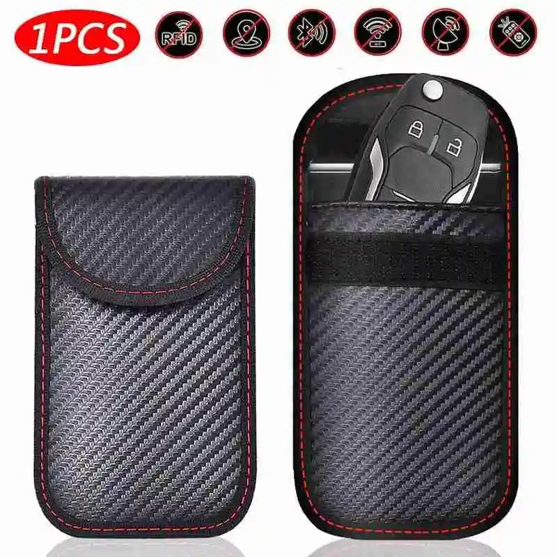 1PCS Anti-Theft Keyless Entry Car Key Cover Signal Radiation Blocking Farady Bag Car Key Wallet Portable Security Keychain