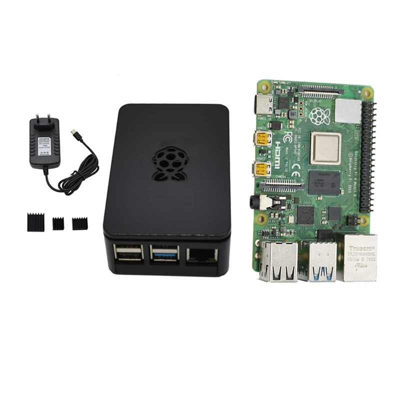 Для Raspberry Pi 4B ABS черный чехол 2G ram DIY Kit с радиатором 5V 3A адаптер питания для Raspberry PI 4 Модель B
