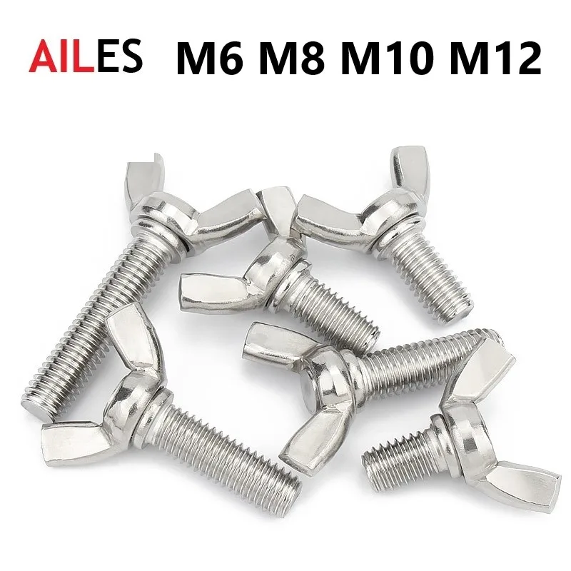 

M6 M8 M10 M12 304 Stainless Steel Butterfly Bolt Wing Thumb Wing Screw Claw Hand Tighten Scews 6mm 8mm 30mm 40mm 50mm