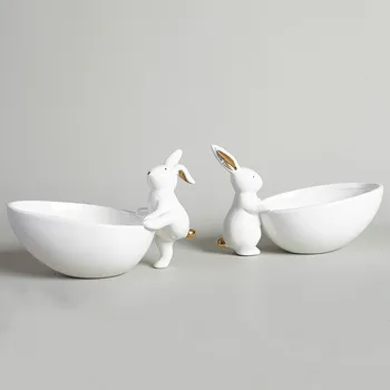

Ceramic Fruit Plate Decoration Rabbit Storage Tray Creative Snack Plate Jewelry Plate