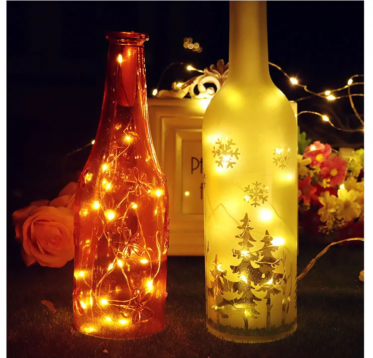 Гирлянда светодиодный светильник 20 светодиодный s бутылка крышка люстра вспышка лампа для дома Крытый outdoo Рождество и сад, фонарь украшение