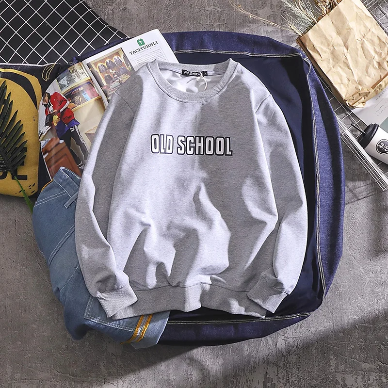 

2020 Autumn Causal Men Gray O-Neck Long Sleeve Graphic Print Sweatshirt