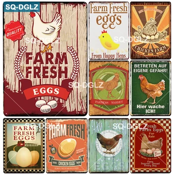 

[SQ-DGLZ] EGG Metal Sign Vintage Farm Decorative Metal Plaque Plate Wall Decor For Bar Tin Signs Chicken Poster Gift