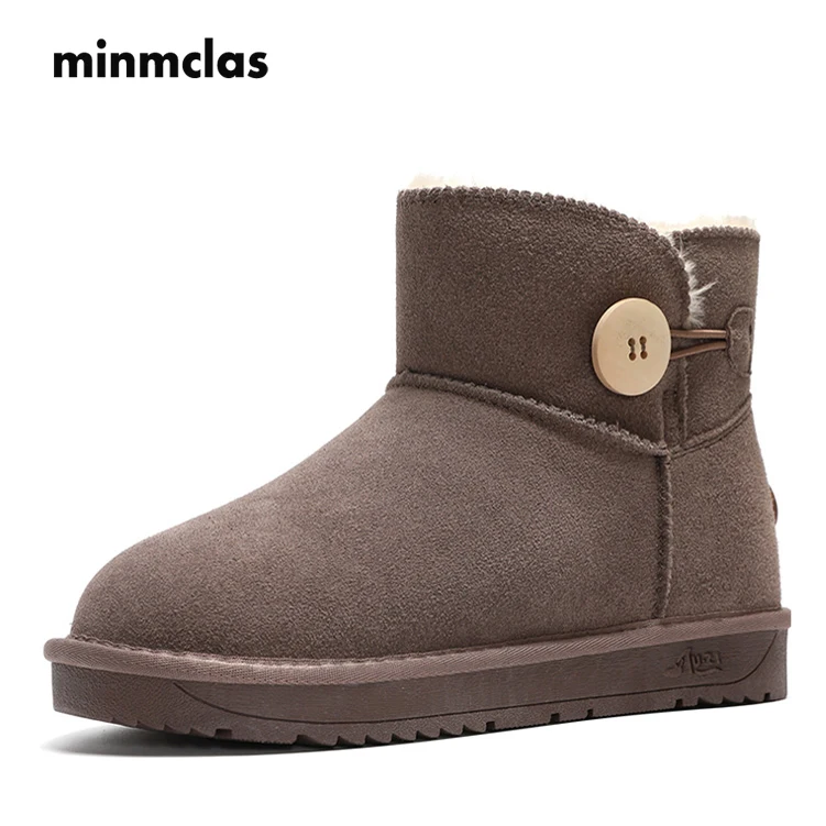 

Minmclas Women's Ankle Snow Boots Winter Buckle Warm 15cm Plush Boots Female Girls Shoes Mid-calf Australian Boots Classic