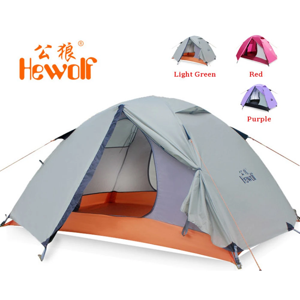 Camping Tent Hewolf 1595 Outdoor Double Layer Ultralight Aluminum Pole Waterproof Windproof Camping Tent 2.51KG Beach Barraca camping tent portable tent survival tent