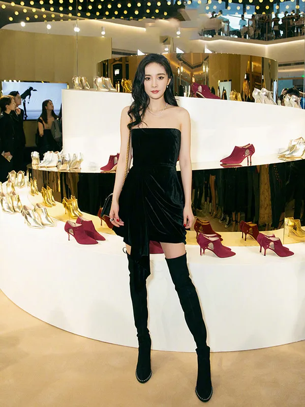 Autumn Winter Long Boots Chunky High High Heels Stretch Suede Women Boots Highland Shoes Woman Over The Knee Boots