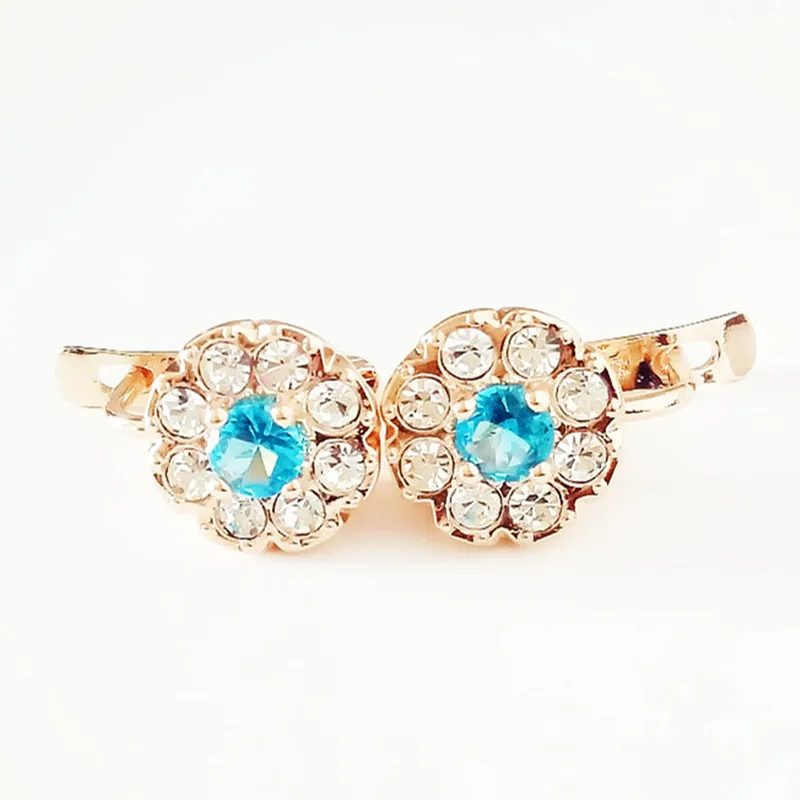 Серьги женские цвет розового золота 585 пробы с фианитами | Украшения и аксессуары