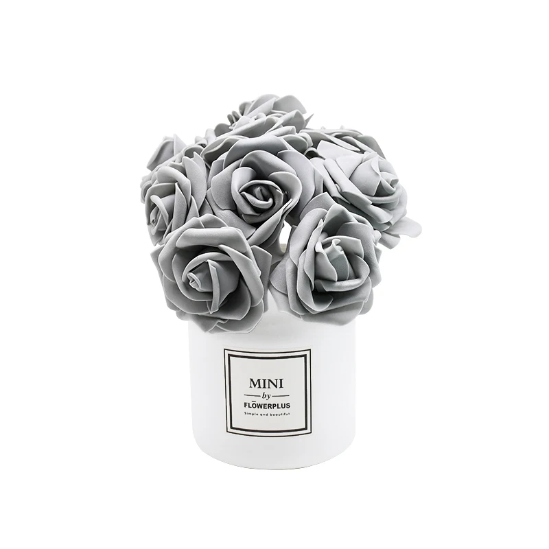 24pcs 7cm Cheap Flowers Foam Artificial Rose Flowers Bouquet For Home Garden Party Wedding Decoration Big Rose with Wire Stem