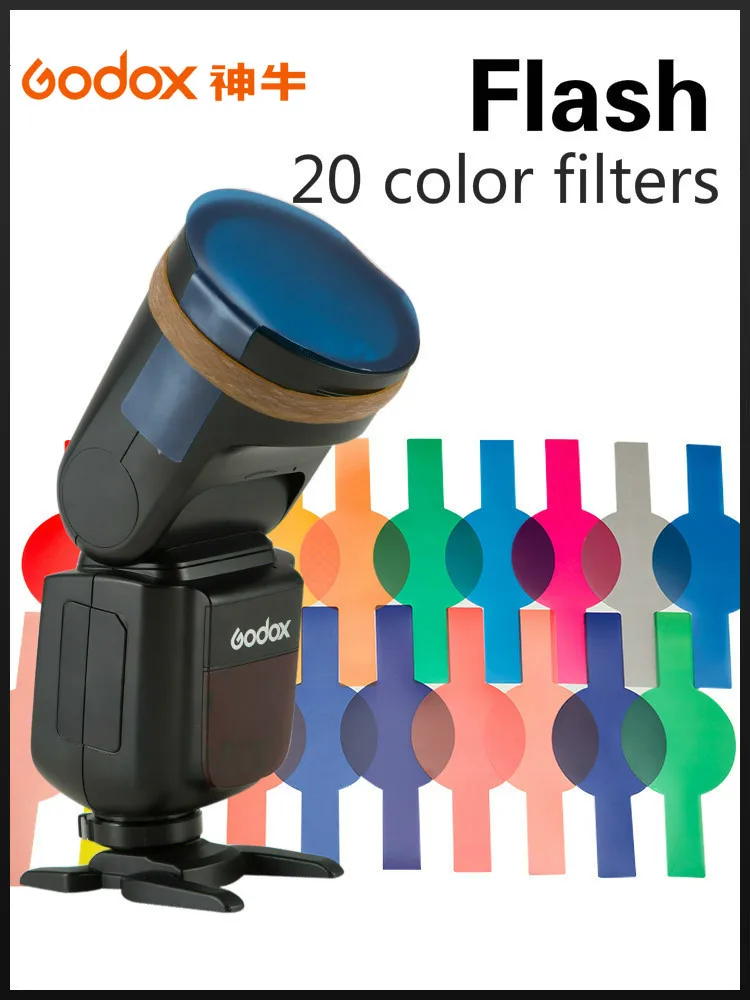 

Godox V1 Flash Color Filter 20 Color Circular Lamp Cap SLR Camera Accessories H200R Lamp Cap Color Temperature Stable