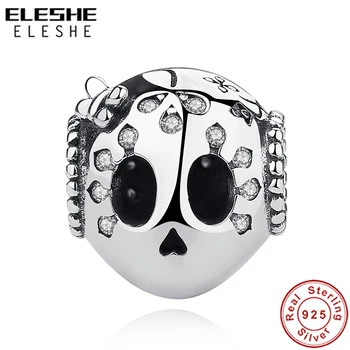 

ELESHE Original 925 Sterling Silver Charms Crystal Beads Fit European Bracelet Flower Sparkling Skull Charm Women DIY Jewelry
