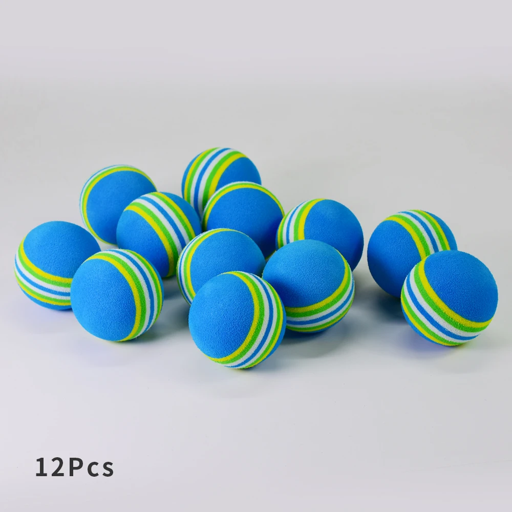 12Pcs Blue 12 шт. красочные радужные мячи для гольфа из пены EVA для внутреннего плавания, учебные принадлежности для качания, синие, желтые, красные мячи для занятий гольфом для начинающих - Цвет: 12Pcs Blue
