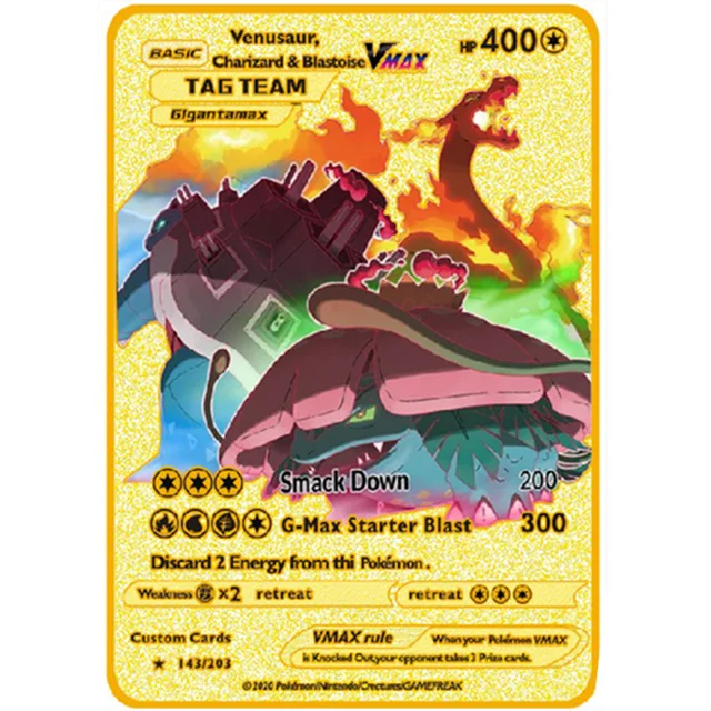 Pokemon Jogo Cartao Anime Charizard Golden Card Pokemon Cartao De Metal Ouro Pikachu Conjunto Figura Modelo Crianca Presente 13