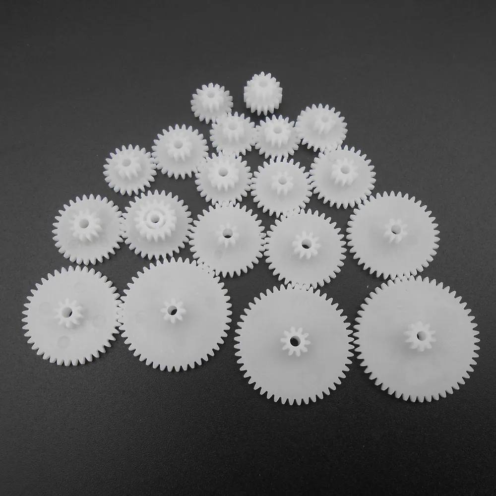 Transmission Gear Motor Gear 19Pcs/lot K007B General Plastic Gear Set Double Deck Deceleration DIY Toy Car Parts 19 Kinds different Size
