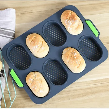 

8 Grids DIY Silicone Hamburger Good Flexibility Practical French Heat Resistant Bread Mold Baking Non-stick Baguette Pan
